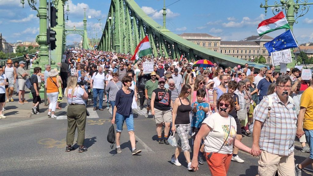 Des milliers de personnes marchent en silence à Budapest pour protester contre le «projet de loi de transparence»