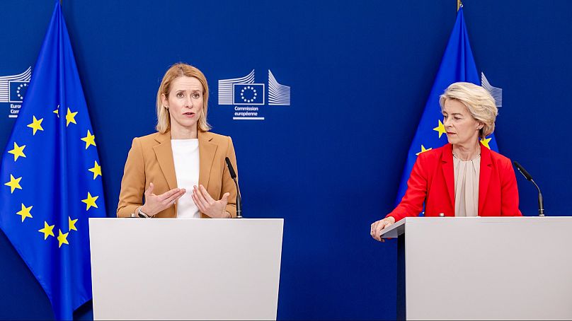 Kaja Kallas (à gauche) et Ursula von der Leyen (à droite) plus tôt cette semaine.
