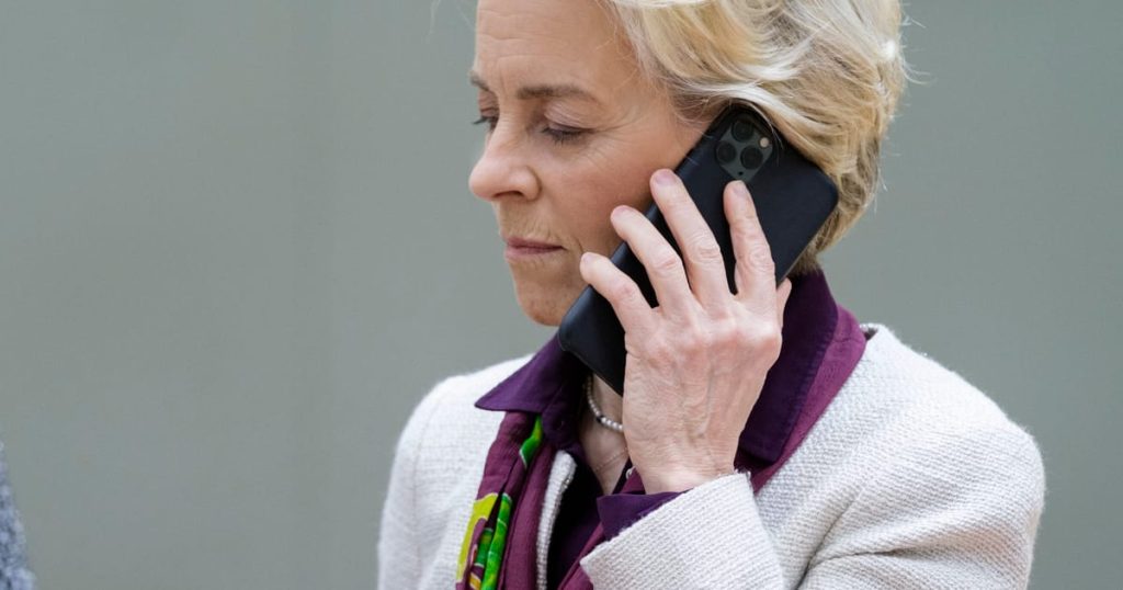 Les messages de von der Leyen se débrouillent automatiquement pour économiser de l'espace sur son téléphone, dit la commission