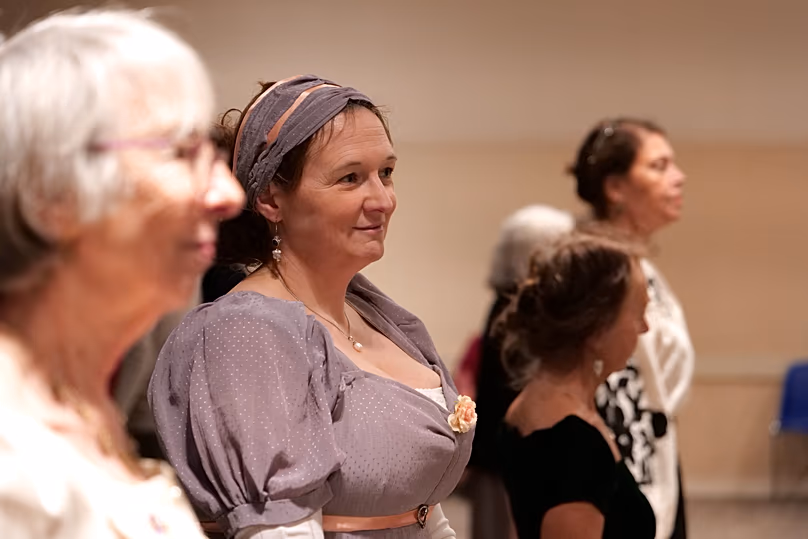 Virginie Ussi, fan de Jane Austen, a confectionné elle-même son costume d'époque.