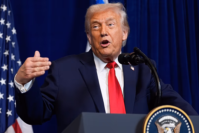 Le président américain Donald Trump lors d'une conférence de presse à Mar-a-Lago, le 29 décembre 2025.