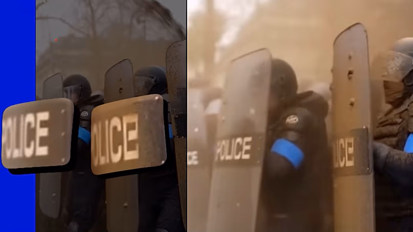 Capture d'écran d'une vidéo IA avec des tailles de lettres et des polices incohérentes