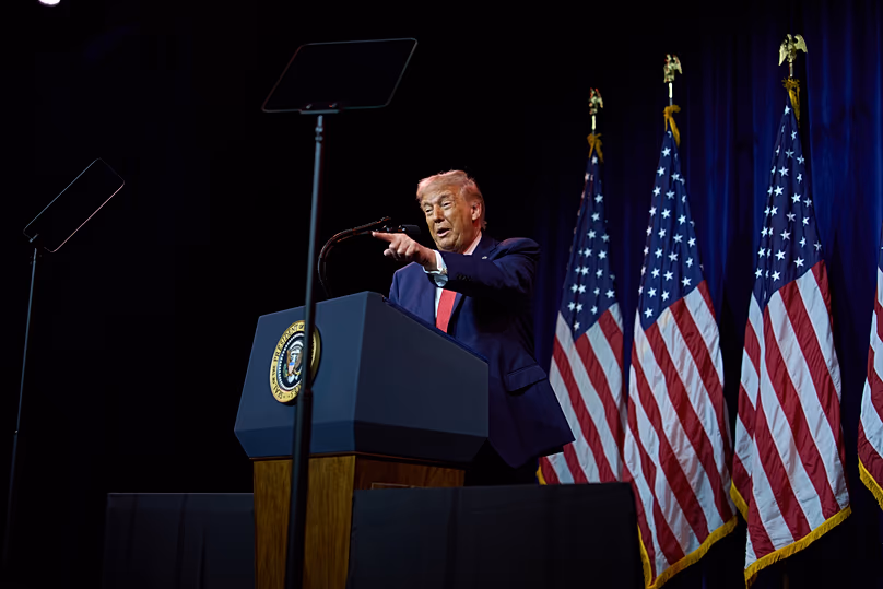 Le président américain Donald Trump s'adresse aux législateurs républicains lors de leur retraite politique annuelle à Washington, le 6 janvier 2026.