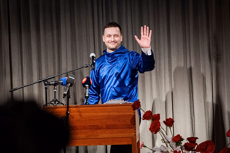 Le Premier ministre groenlandais Jens-Frederik Nielsen au centre culturel Nordatlantens Brygge à Copenhague, le 15 janvier 2026