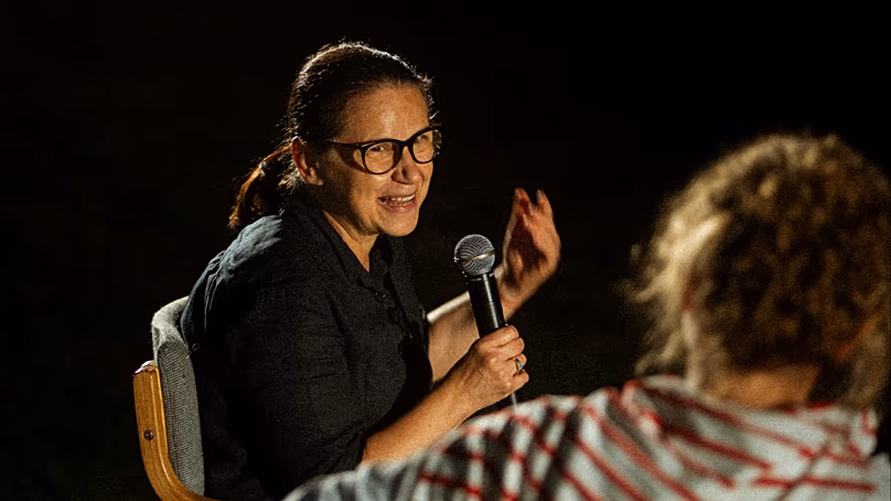 Ildikó Enyedi après la projection organisée à l'arboretum de Budapest à Sellye