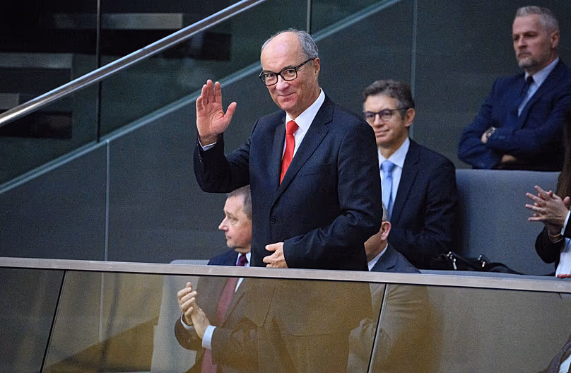Włodzimierz Czarzasty, président du Parlement de la République de Pologne, se trouve dans la galerie des visiteurs du Bundestag allemand, à Berlin, en Allemagne, le 14 janvier 2026.