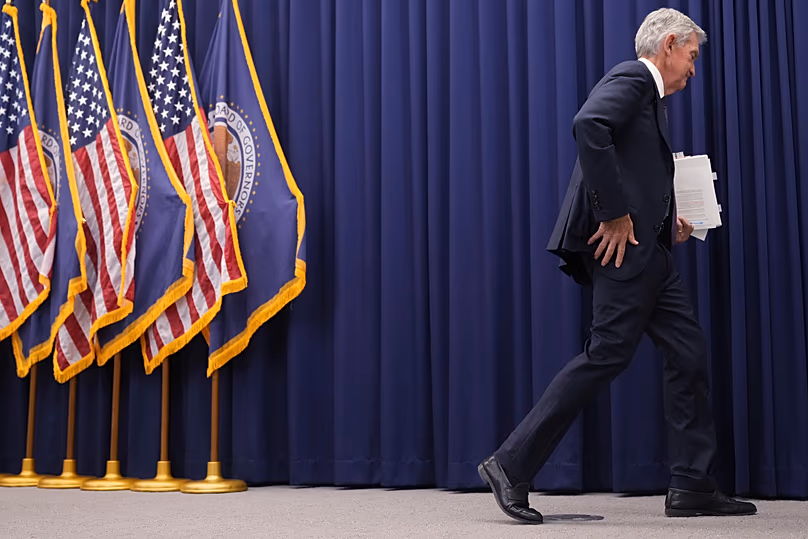 Le président de la Réserve fédérale, Jerome Powell, quitte une conférence de presse, le 28 janvier 2026