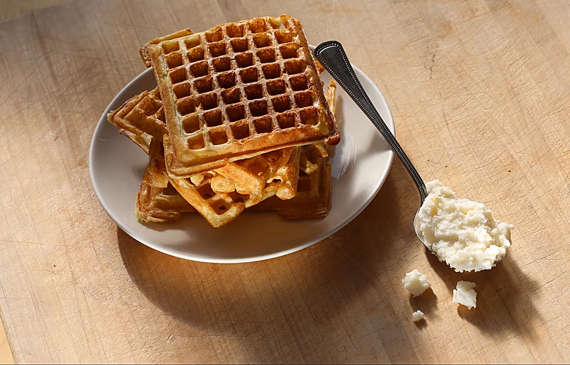 DOSSIER : Gaufres en purée de pommes de terre provenant des restes de Thanksgiving à San Francisco, Californie, novembre 2015