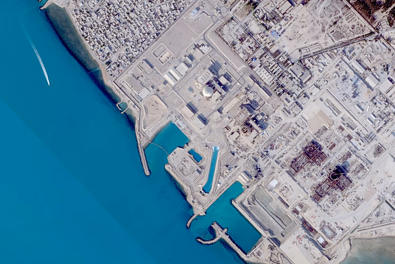 Cette image satellite de Planet Labs PBC montre la centrale nucléaire de Bouchehr à Bouchehr, le 7 décembre 2025.