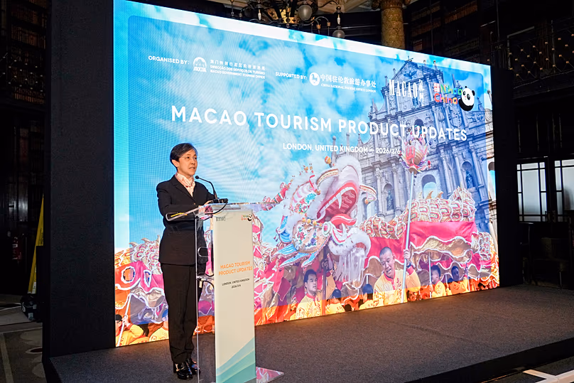 Maria Helena de Senna Fernandes, directrice de l'Office du tourisme du gouvernement de Macao, s'adressant aux invités lors d'un événement à Londres