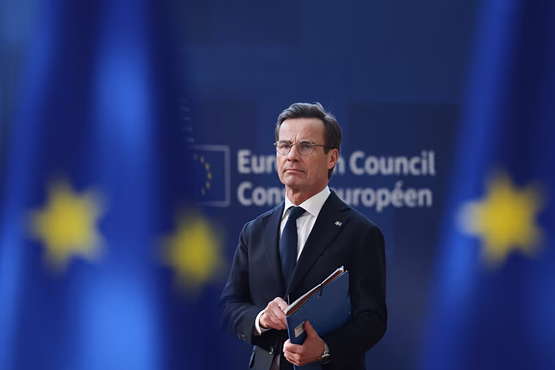 Le Premier ministre suédois Ulf Kristersson arrive au sommet de l'UE au bâtiment du Conseil européen à Bruxelles, le 19 mars 2026.