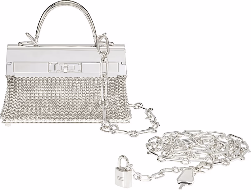 Hermès Édition Limitée Argent Sterling Silver Kellymorphose Sac Bijou Chaine Bag, 2024
