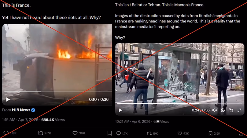 Deux des publications les plus virales montrant la vidéo obsolète