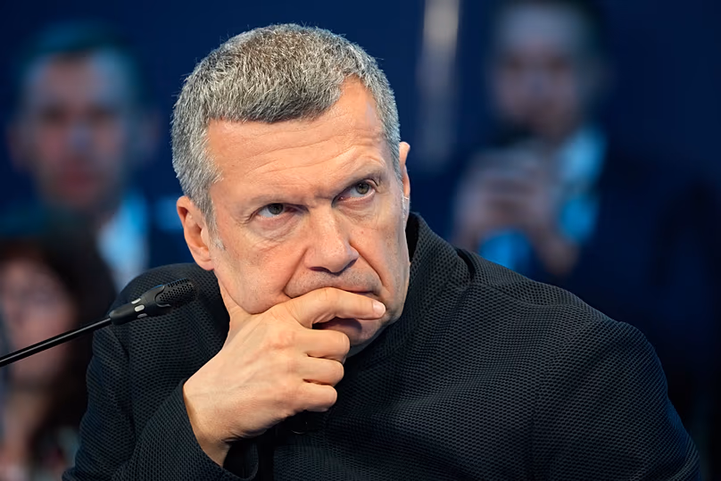 Le présentateur de télévision russe Vladimir Solovyov assiste à une table ronde au Forum économique international de Saint-Pétersbourg, le 6 juin 2024.