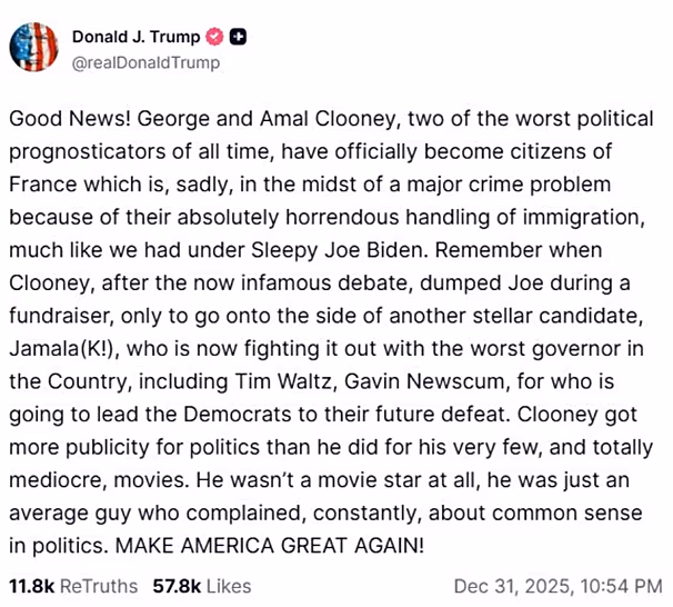 Trump critique Clooney