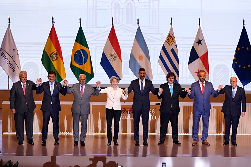 Réunion pour signer un accord de libre-échange entre l'Union européenne et le Mercosur à Asunción, au Paraguay, le samedi 17 janvier 2026.
