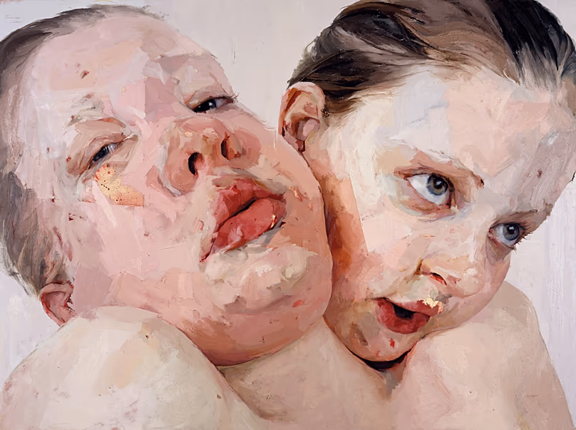 Jenny Saville Hyphen, 1999 Huile sur toile 108 x 144 pouces (274,3 x 365,8 cm)