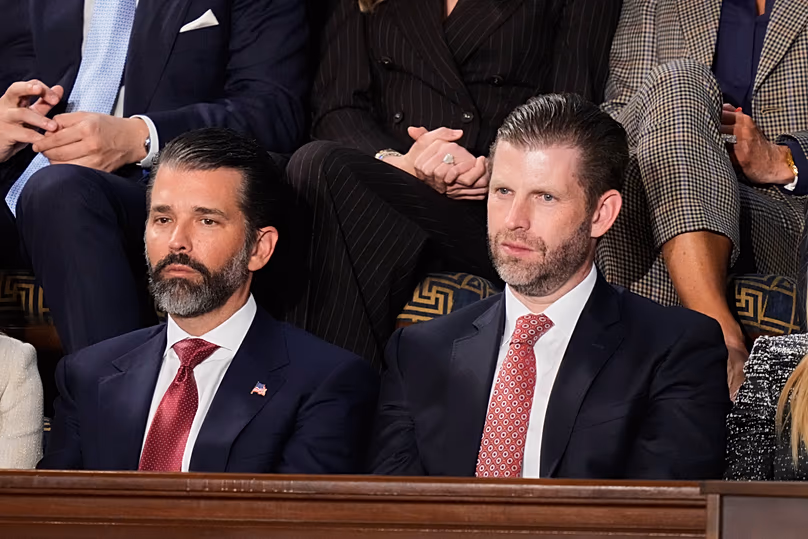 DÉPOSER. Donald Trump Jr. et Eric Trump lors du discours sur l'état de l'Union, le 24 février 2026