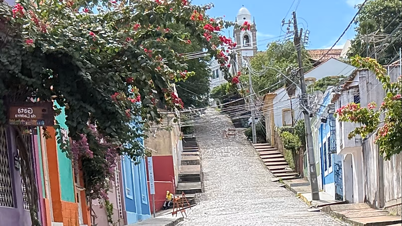Détail d'une rue pavée à Olinda