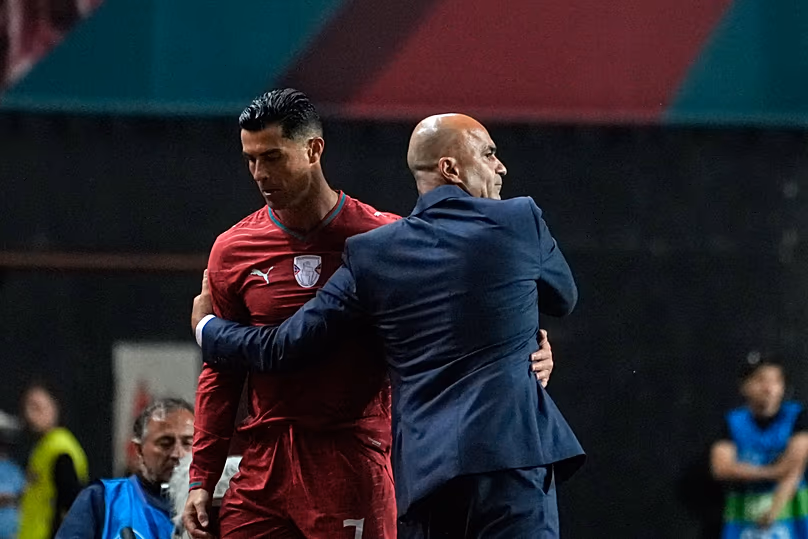Cristiano Ronaldo et Roberto Martínez lors du match amical contre le Nigeria, juin 2026