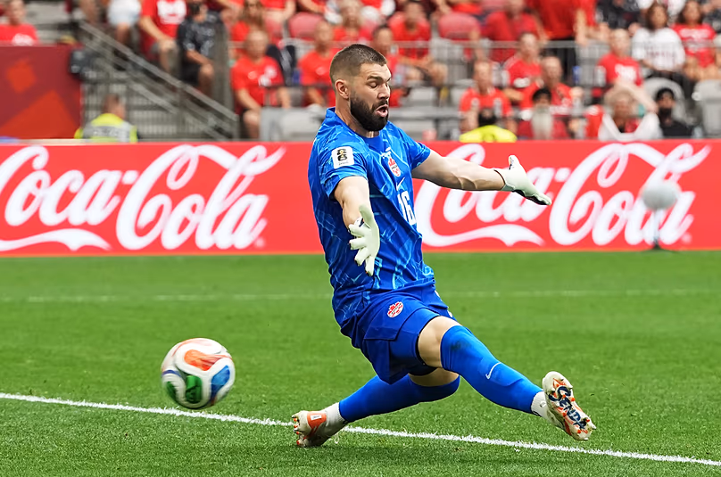Canada goalkeeper Maxime Crepeau is scored on by Switzerland's Ruben Vargas during the World Cup Group B match against Switzerland in Vancouver, Wednesday, June 24, 2026