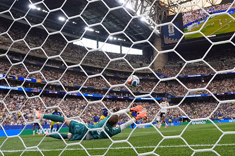 Match de football du Groupe E de la Coupe du monde entre l’Allemagne et Curaçao à Houston, dimanche 14 juin 2026. (AP Photo/Eric Gay)