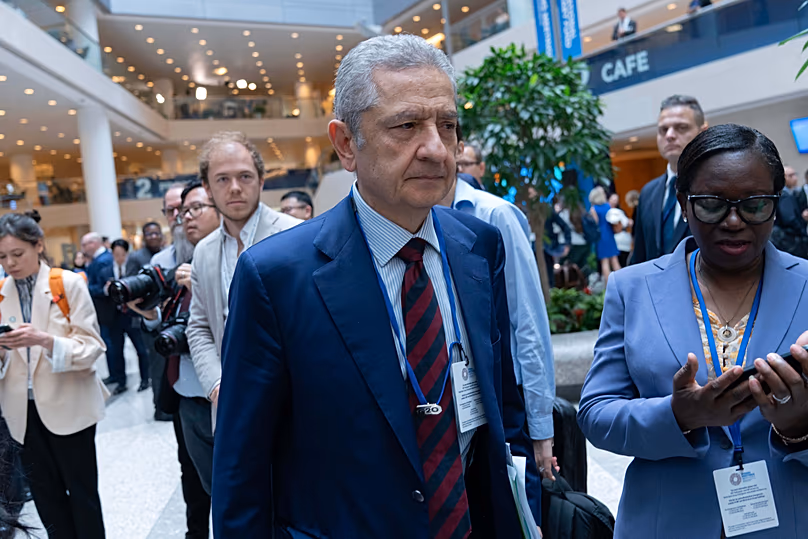 Le gouverneur de la Banque d'Italie, Fabio Panetta, quitte la réunion du G20 à Washington, le 16 avril 2026.