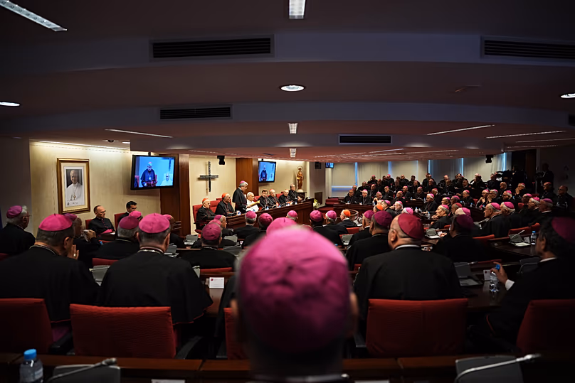 Le pape Léon XIV rencontre les évêques espagnols lors de la Conférence épiscopale espagnole à Madrid, le 8 juin 2026