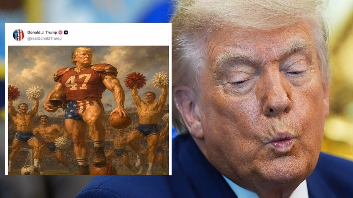 L'image du football de « peinture à l'huile » de Trump devient virale et suscite des blagues pendant le mois de la fierté