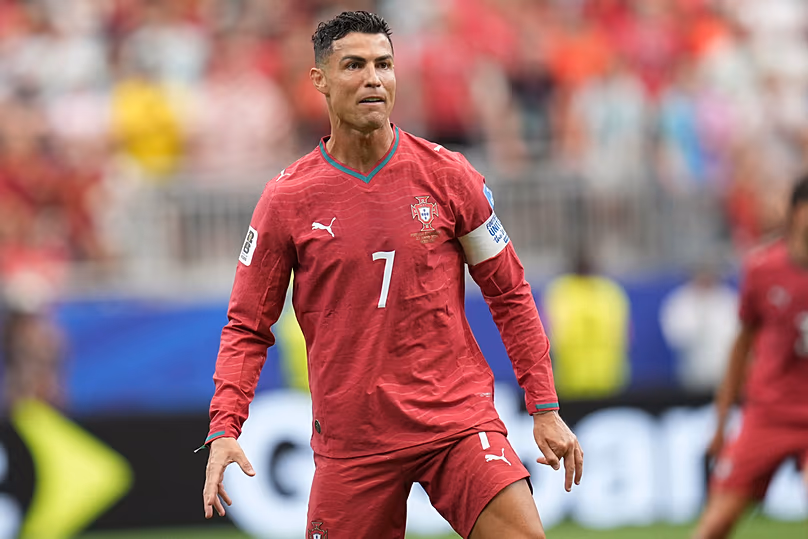 Portugal's Cristiano Ronaldo reacts during the World Cup Group K match against Uzbekistan in Houston, Tuesday, June 23, 2026