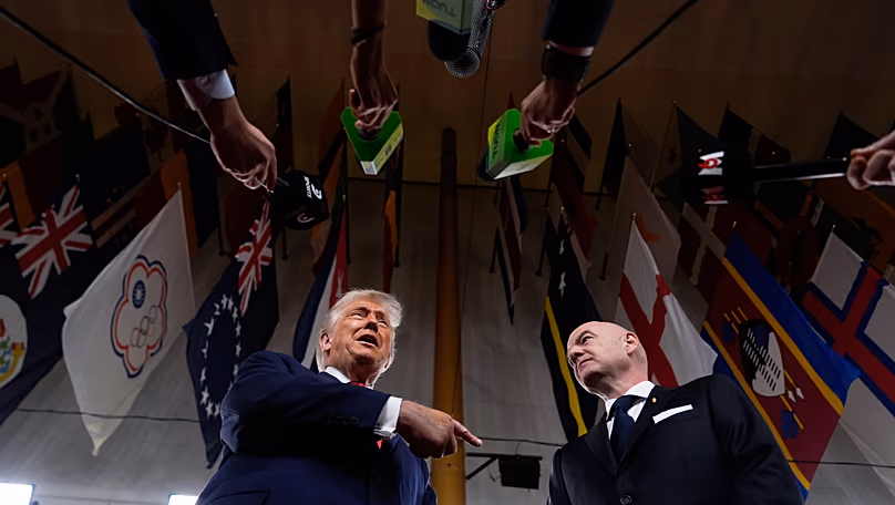 Le président de la FIFA Gianni Infantino et le président américain Donald Trump au Kennedy Center à Washington, le 5 décembre 2025