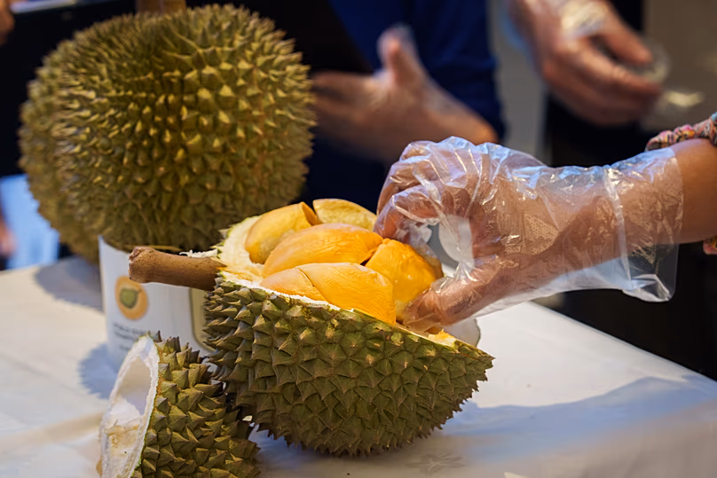 Le durian est un fruit tropical d'Asie du Sud-Est et, en raison de sa forte odeur, il est souvent appelé le fruit puant.