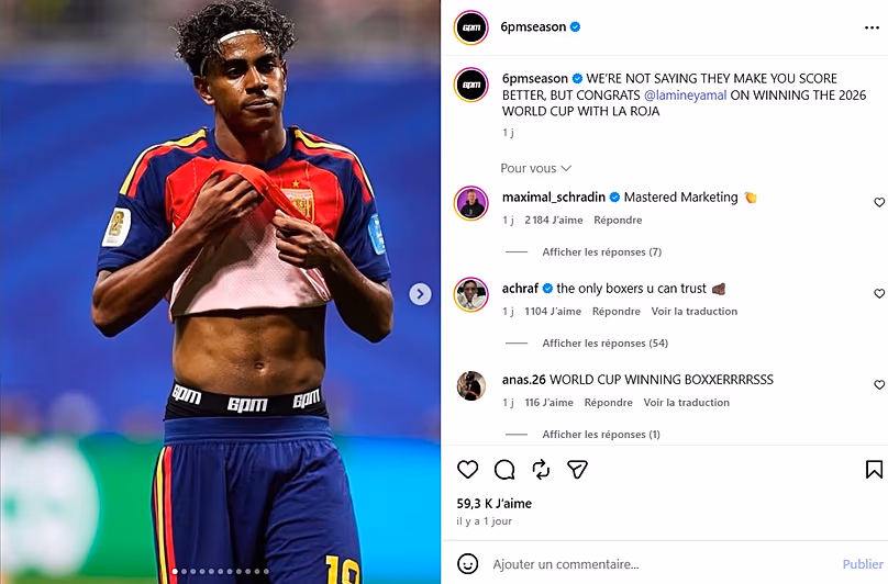Post Instagram sur Lamine Yamal