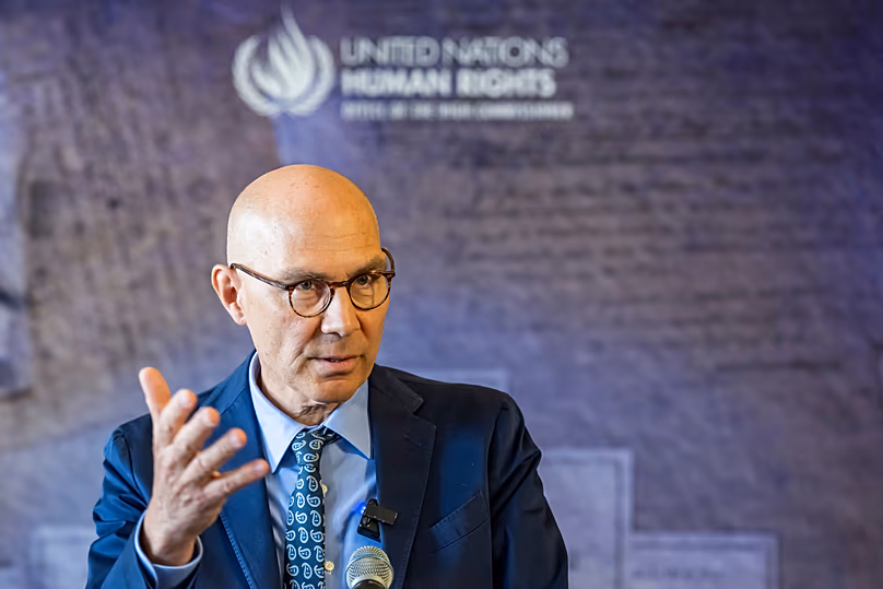 Volker Türk s'adresse aux médias au siège du Haut-Commissariat des Nations Unies aux droits de l'homme à Genève, en Suisse, le mercredi 10 juin 2026