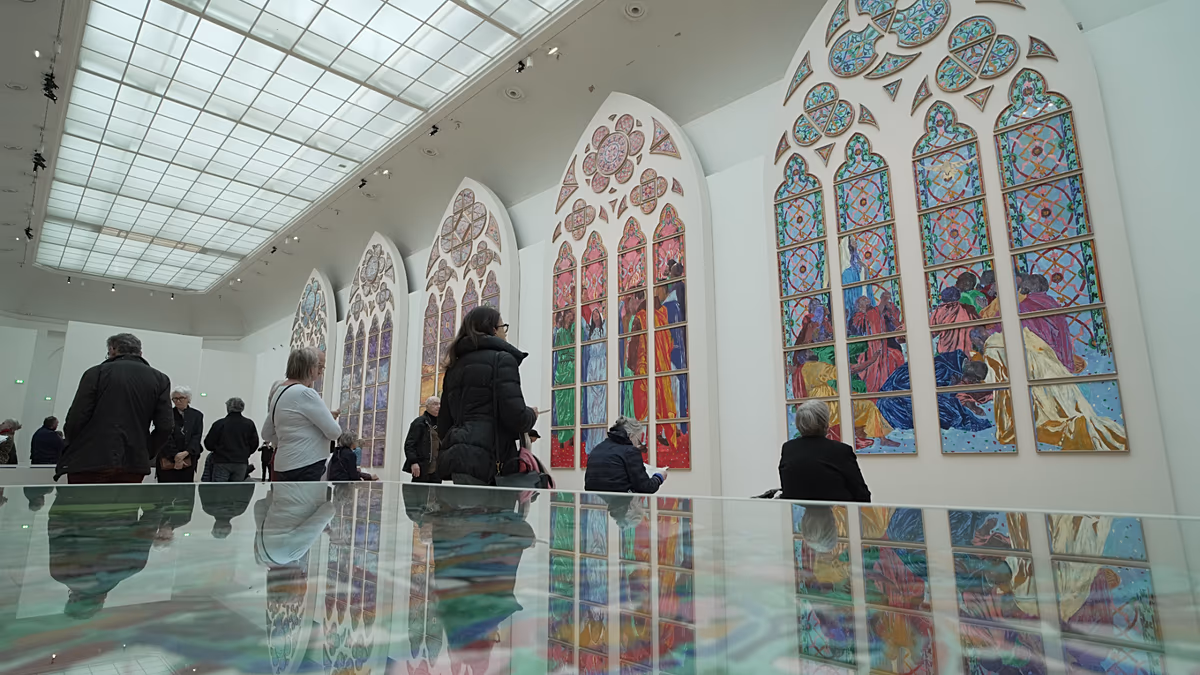 Intérieur de l'atelier de création des nouveaux vitraux de Notre-Dame