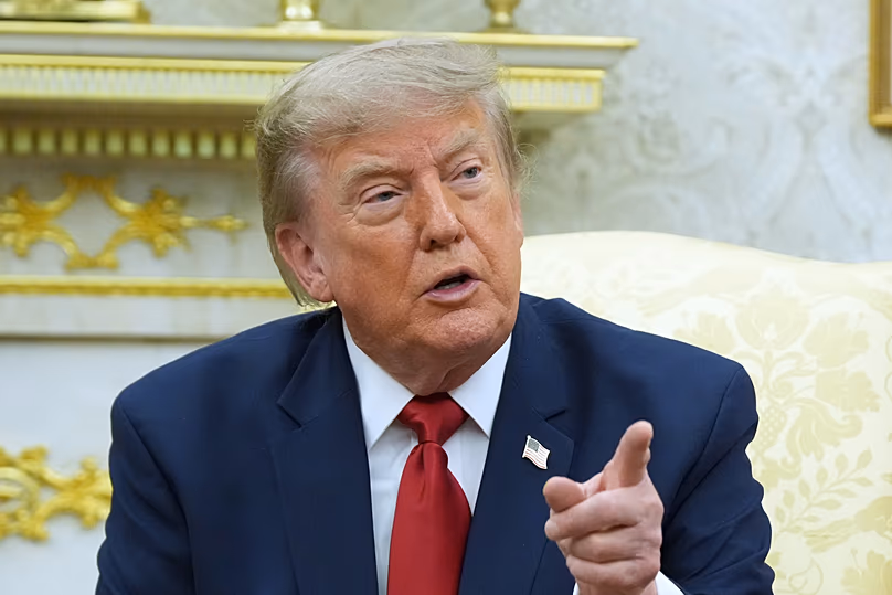 Le président Donald Trump s'exprime lors de sa rencontre avec le Premier ministre irakien Ali al-Zaidi dans le bureau ovale de la Maison Blanche, le mardi 14 juillet 2026, à Washington. (Photo AP/Julia