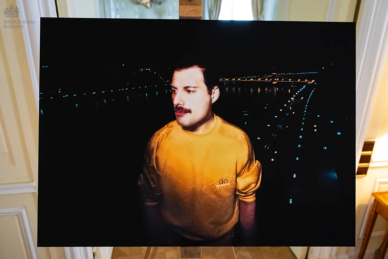 The lights of Budapest shining behind Freddie Mercury