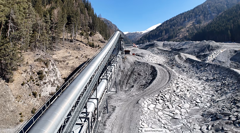 A new riverbed is being built for the mountain stream flowing through the Padaster Valley.