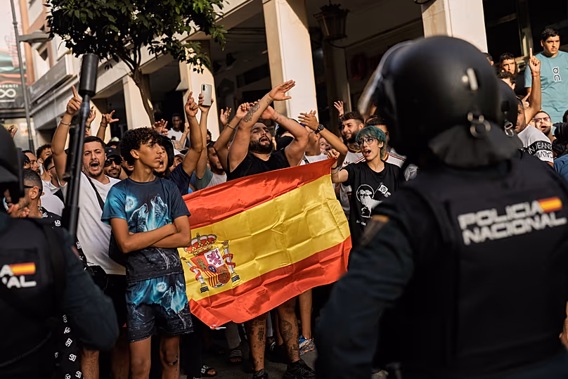 Residents of Ceuta protest against the arrival of Spanish far-right politician Alvise Pérez in the Spanish enclave of Ceuta, Saturday 1 August 2026.