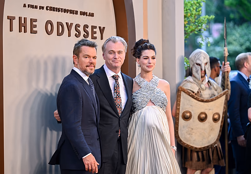 Matt Damon, Christopher Nolan et Anne Hathaway