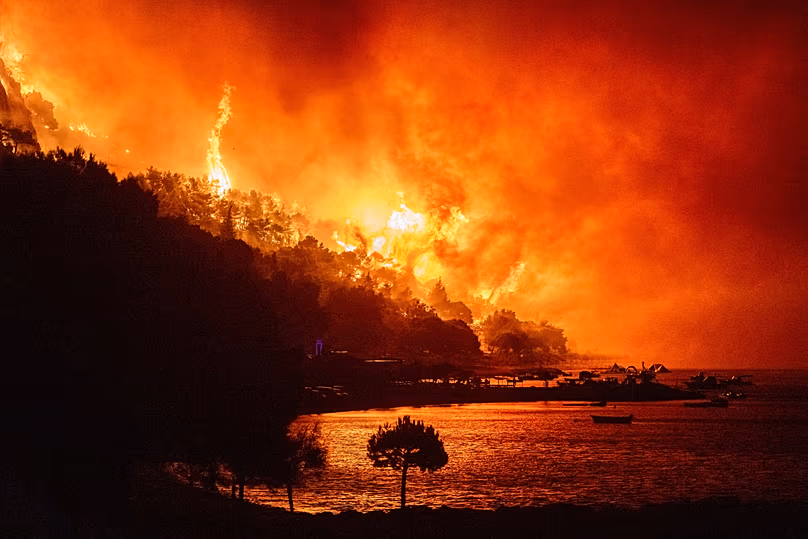 Un incendie de forêt sur la côte Adriatique près d'Omiš, le 14 août 2026