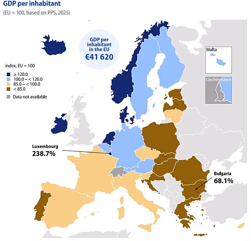 PIB par habitant dans l'Union européenne