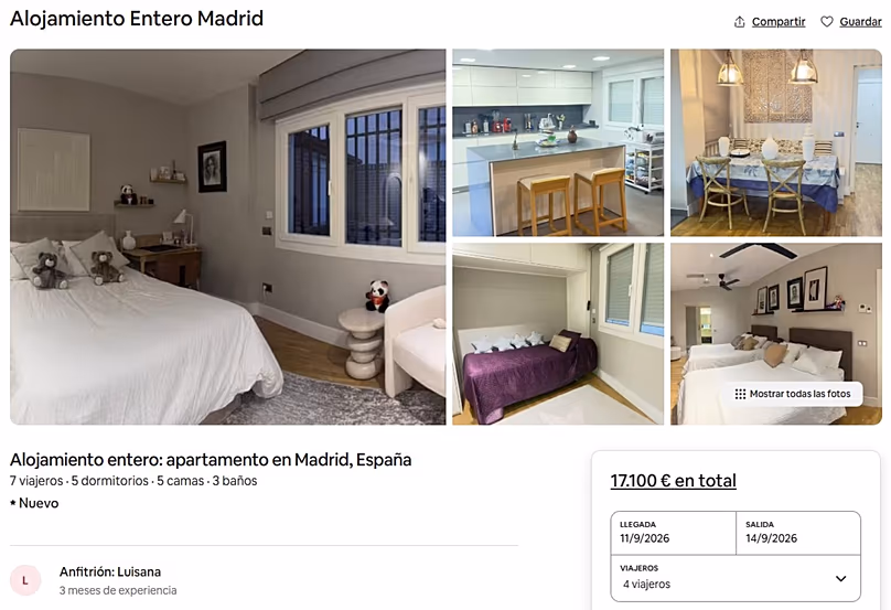 Capture d'écran d'une des annonces de location du quartier Chamartín publiées ces derniers jours sur la plateforme AirBNB.