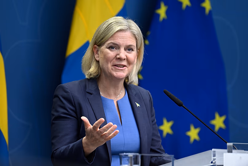 Magdalena Andersson, alors Première ministre suédoise, donne une conférence de presse à Stockholm, le 14 septembre 2022.