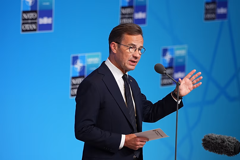 Le Premier ministre suédois Ulf Kristersson s'exprime à son arrivée au sommet de l'OTAN à Ankara, le 8 juillet 2026.