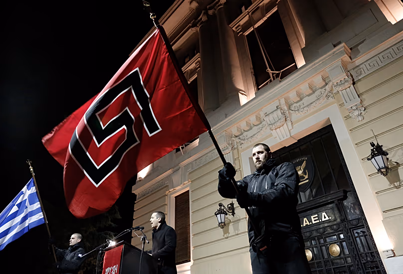 Kasidiaris lors d'un rassemblement en 2014