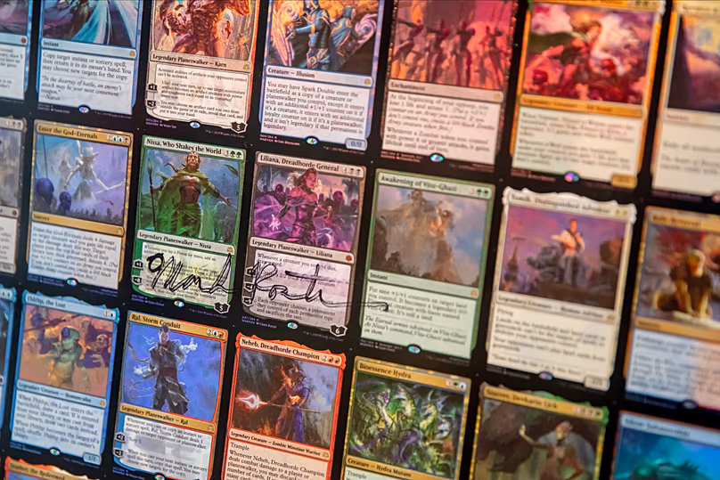 A sheet with several cards from the game