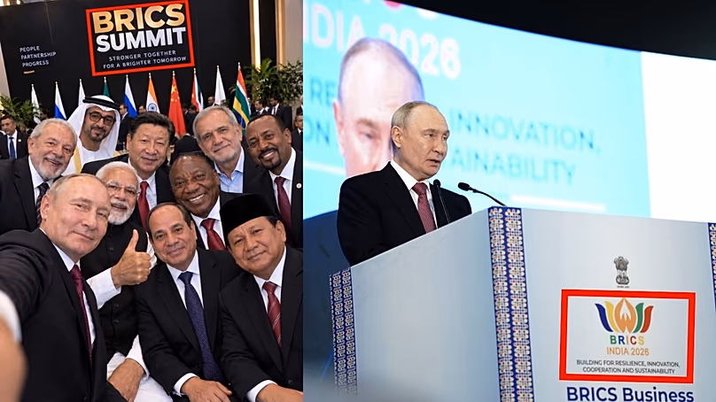 Comparaison des thèmes côte à côte. Côté gauche : photo générée par l'IA, Côté droit : photo prise sur le site officiel du sommet des BRICS