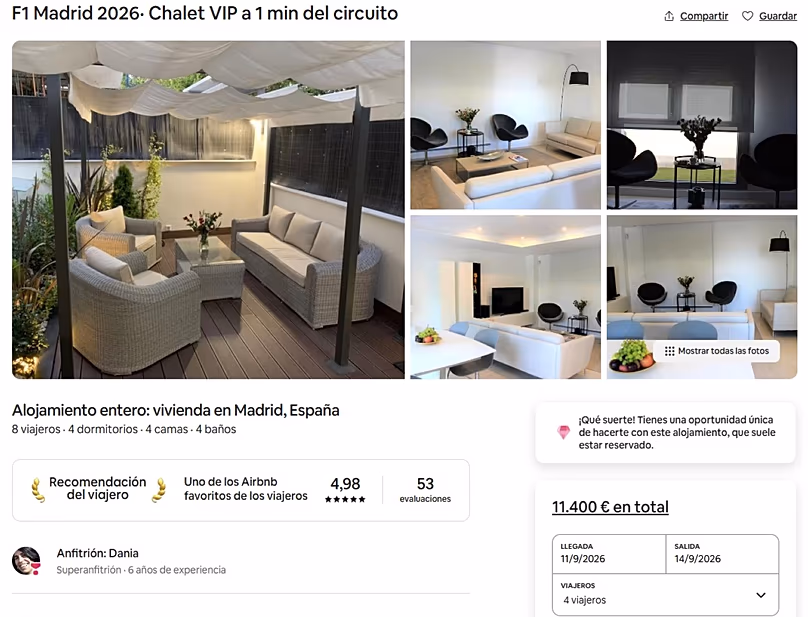 Capture d'écran d'une des annonces de location dans la région de Valdebebas publiées ces derniers jours sur la plateforme AirBNB.