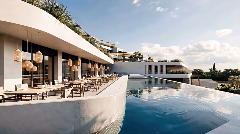 Le Nírema Hotel & Spa Samos surplombe la baie de Vathy